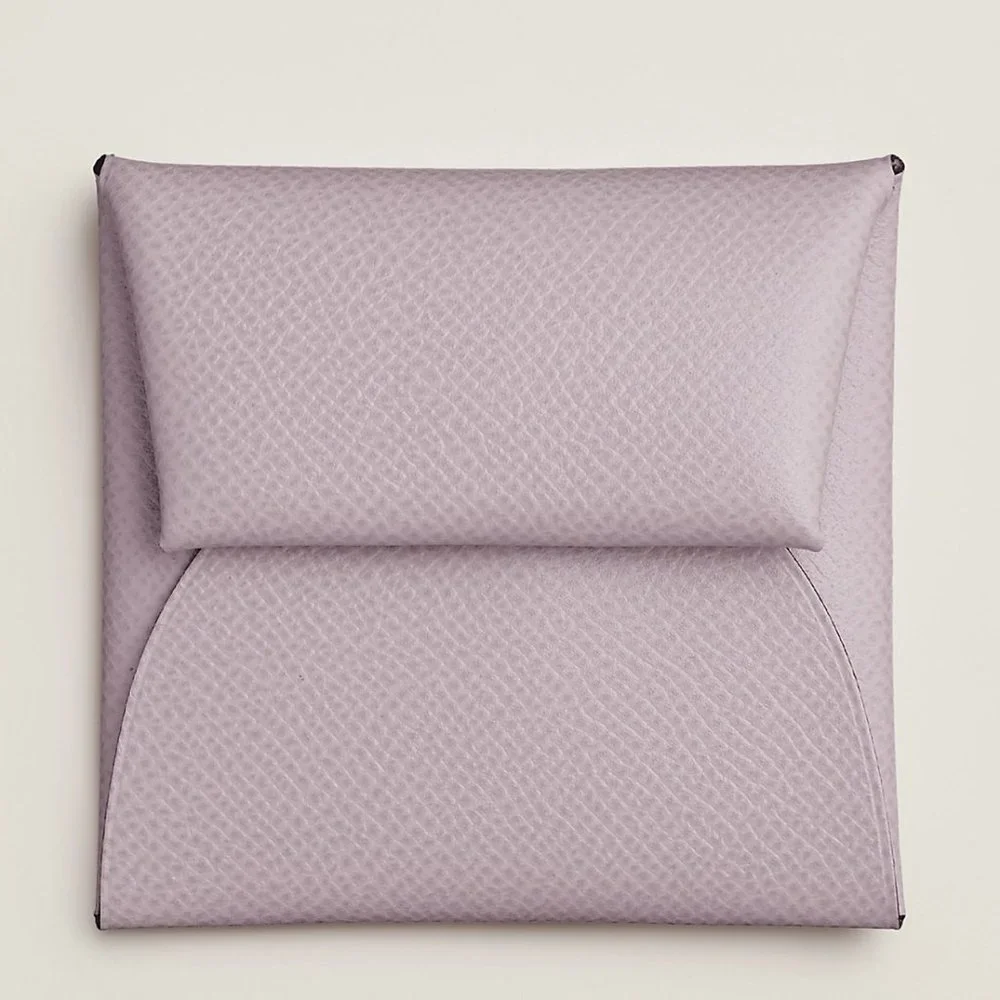 Hermes Bastia Change Purse In Epsom Calfskin Leather Mauve Pale
